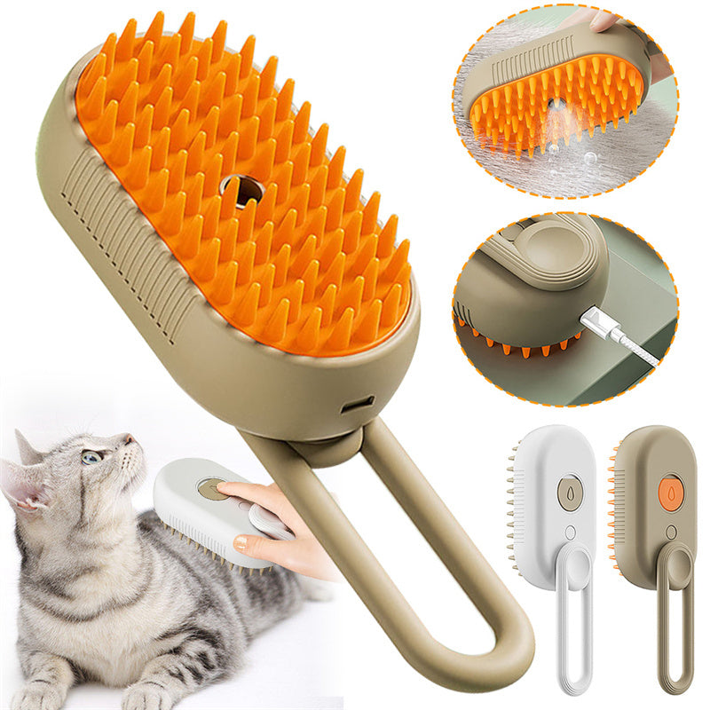 3-in-1 Steam Brush for Cats and Dogs – Massage, Spray, and Hair Removal
