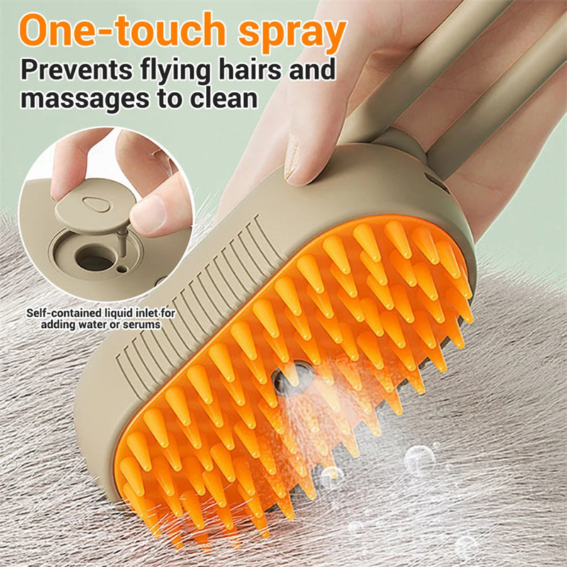 3-in-1 Steam Brush for Cats and Dogs – Massage, Spray, and Hair Removal