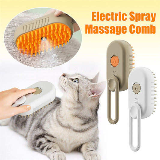 3-in-1 Steam Brush for Cats and Dogs – Massage, Spray, and Hair Removal