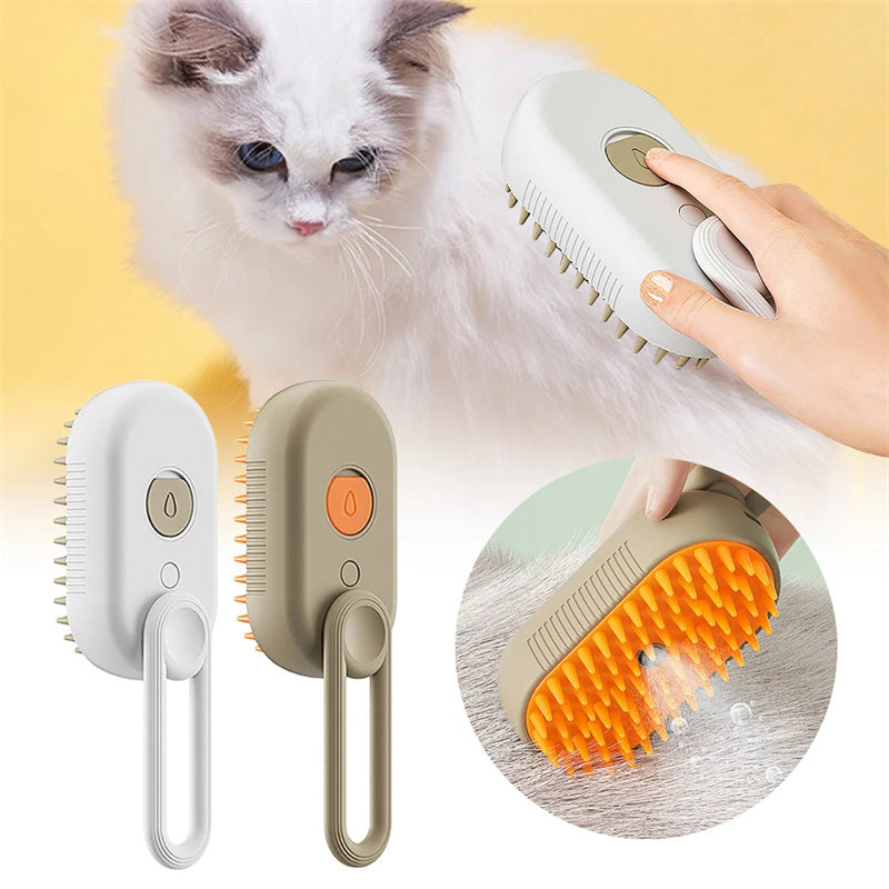 3-in-1 Steam Brush for Cats and Dogs – Massage, Spray, and Hair Removal