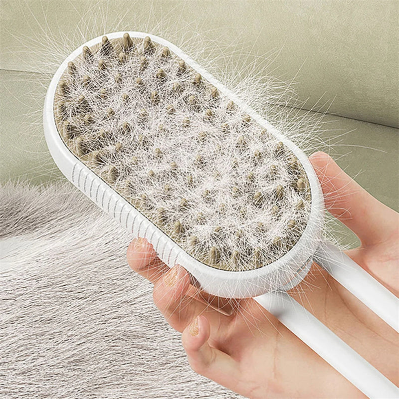 3-in-1 Steam Brush for Cats and Dogs – Massage, Spray, and Hair Removal